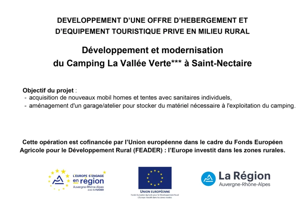 developpement modernisation offre hebergement et equipement touristique prive en milieu rural