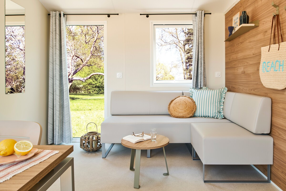 NEW// Mobile home Comfort 31m² – 2 bedrooms – Semi-covered terrace + TV + CLIM + LV (Wednesday)…